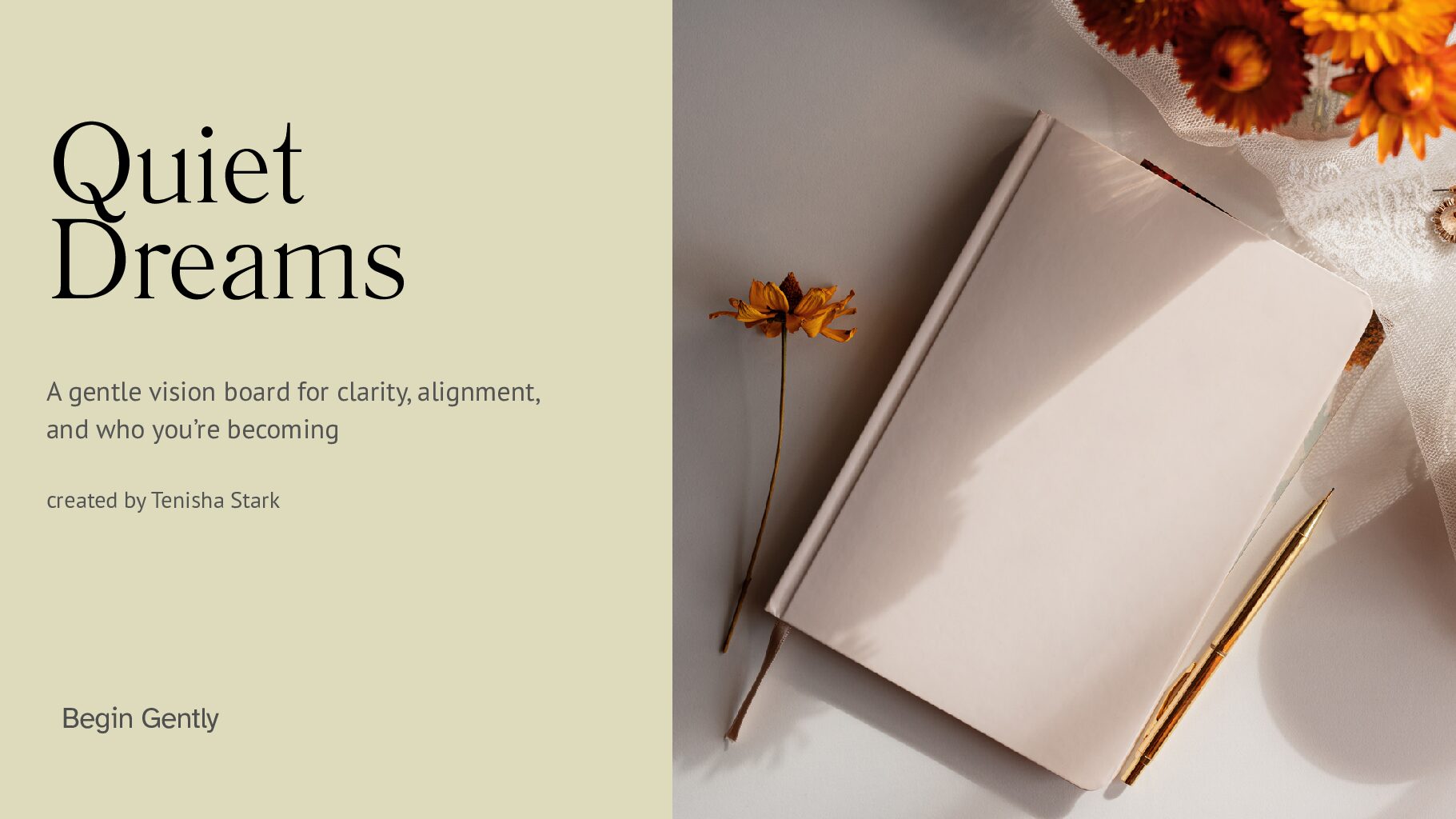 Quiet Dreams Digital Vision Board | Gentle, Faith-Inspired Intentional Living Guide